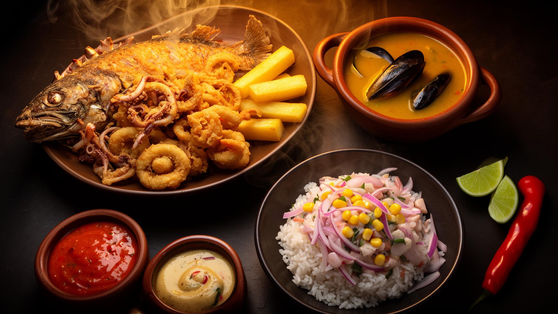 Fiesta de pescados y mariscos peruanos en Antojitos Peruanos Segovia